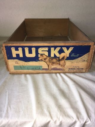 Vintage Wooden Produce Fruit Crate Husky Brand Liberia Jackson & Watson Modesto