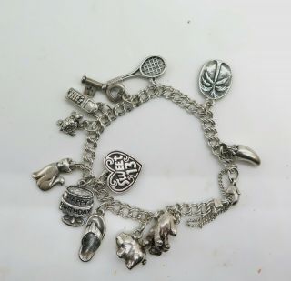 Vintage Silver James Avery Bracelet with 12 Charms Pre - Owned 2