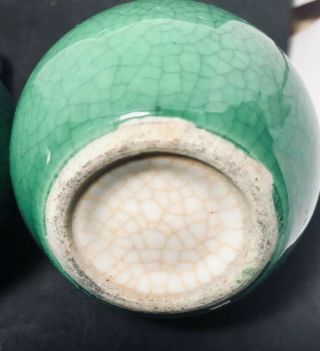 Antique Chinese Green Jade Crackle Glaze Porcelain Small Vase 5 Inches 8