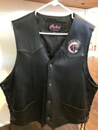 Vintage Gilroy Indian Motorcycle Vest Large Jh Design Snap Front