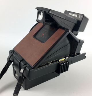 Vintage Polaroid SX - 70 Land Camera Alpha 1 Model 2 Brown Leather w/Nissin Flash 6