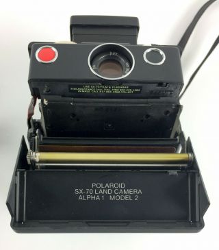 Vintage Polaroid SX - 70 Land Camera Alpha 1 Model 2 Brown Leather w/Nissin Flash 8