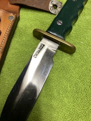 Randall Knife 15 Green Tenite Brown Button Canteen Snap Very Rare 10