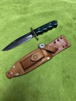 Randall Knife 15 Green Tenite Brown Button Canteen Snap Very Rare