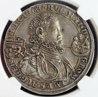 1598,  Hungary,  Rudolph Ii.  Silver Thaler Coin.  Nagybanya Very Rare Ngc Au - 53