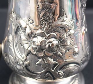 Antique 19thC Hallmarked Bacchus Face Hand Chased Silverplate Wine Pitcher 9