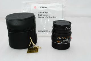 " Rare Top In Case " Leica Summicron - M 50mm F/2 Black For M6 M7 Mp Etc 2784