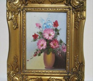 VINTAGE ORNATE PICTURE FRAME WITH FLOWER FLORAL OIL PAINTING ANTIQUE STYLE 2