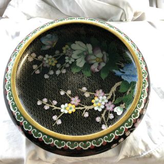 Antique Chinese Cloisonné Bowl Floral 10 " Inlay Turquoise Brass Wire Blossom