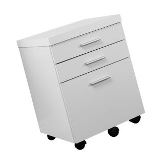 Monarch Specialties White Hollow - Core 3 Drawer File Cabinet On Castors