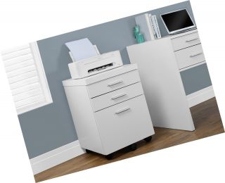 Monarch Specialties White Hollow - Core 3 Drawer File Cabinet on Castors 2