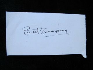Ernest Hemingway Hand Signed Signature Autograph Page Cut Black Ink Vintage Rare