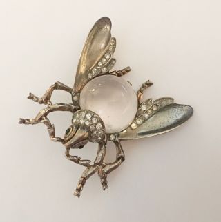 1940’s Sterling Trifari Jelly Belly Large Fly Pin
