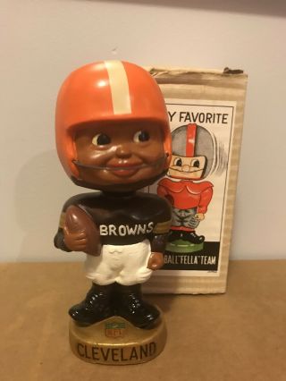 Rare Cleveland Browns Black Player Toes Up Nodder Bobblehead With Box