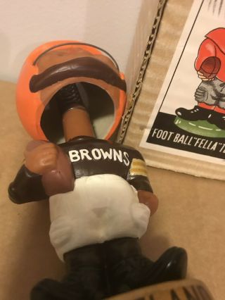 Rare CLEVELAND BROWNS Black Player Toes Up Nodder Bobblehead With Box 5