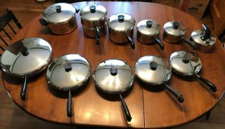Vintage Revere Ware Copper Clad Stainless Cookware 22 Piece Set,  Usa Made