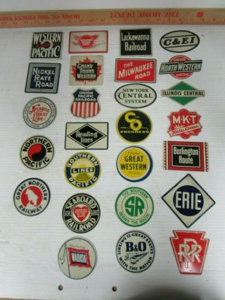 Set Of 26 Vintage Metal Post Cereal Railroad Emblems Signs O184k
