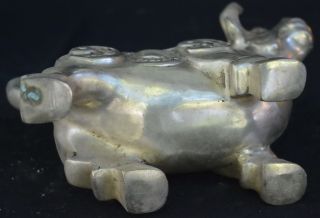 Collectable Ancient Handwork Miao Silver Carve Rhinoceros Tibet Exorcism Statue 5