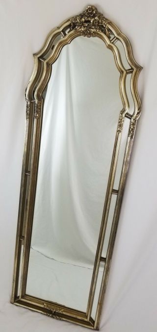 Vintage French Country Floor Length Gold Frame Mirror Hollywood Regency 63 "