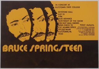 Bruce Springsteen Concert Poster Kutztown State College 1975 Rare