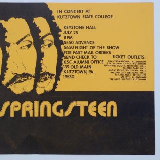 BRUCE SPRINGSTEEN Concert Poster Kutztown State College 1975 Rare 3