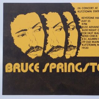 BRUCE SPRINGSTEEN Concert Poster Kutztown State College 1975 Rare 4