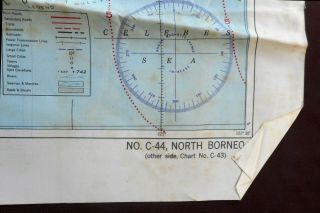 WWII Silk Survival Escape Map 1944 No C - 44 NORTH BORNEO C43 Southeast China Sea 2