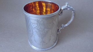 Pretty Victorian Sterling Silver Christening Mug London 1867