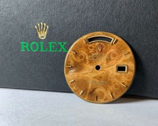 Rolex Day - Date 18k Gold President Men ' s 36mm Burl Wood Dial Ref: 18038 RARE 2