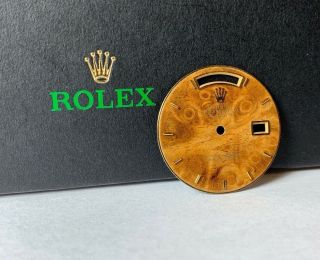 Rolex Day - Date 18k Gold President Men ' s 36mm Burl Wood Dial Ref: 18038 RARE 3