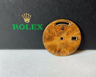 Rolex Day - Date 18k Gold President Men ' s 36mm Burl Wood Dial Ref: 18038 RARE 4