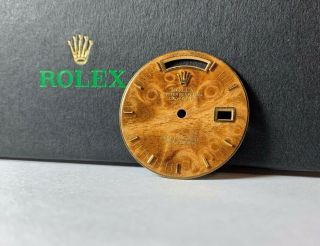 Rolex Day - Date 18k Gold President Men ' s 36mm Burl Wood Dial Ref: 18038 RARE 5