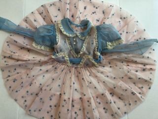 Vintage Pink Blue Ruffle Dress Girls 3t Twirl Pageant Lace Bow Full Circle