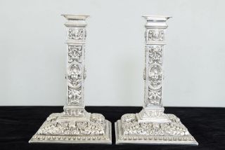 C1890 Antique Elizabethan Revival Silver Plated Candlesticks/candleabra