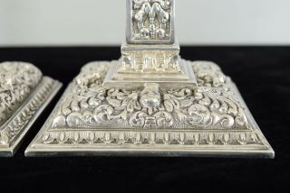 c1890 Antique Elizabethan Revival Silver Plated Candlesticks/Candleabra 2