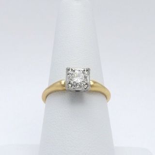 Vintage 14k Gold Jabel.  68ct Diamond Box Set Solitaire Engagement Ring Size 8