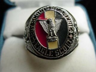 Vintage Large Chunky Size 10 Eagle Scout Boy Scouts Of America Enamel Ring Bsa