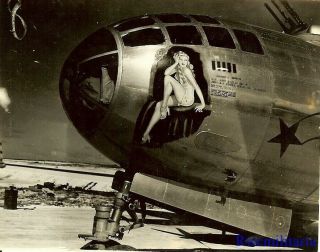 Org.  Nose Art Photo: B - 29 Bomber W/ Sexy Blonde Girl (44 - 69665; Shot Down 1945)