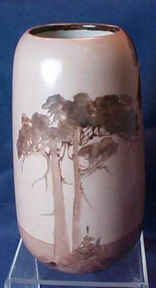Antique Hand Painted Vase Artist Signed Godard Trees