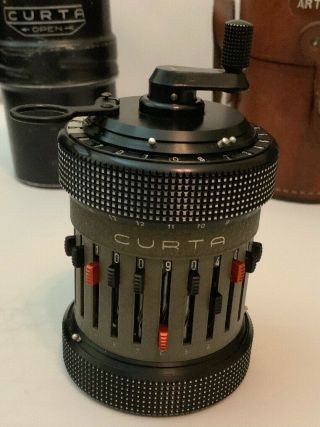 VINTAGE CURTA MECHANICAL CALCULATOR TYPE II WITH CASE Serial 520862 2
