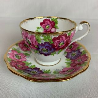 Royal Standard Fine Bone China " Carmen " Teacup And Saucer Primroses