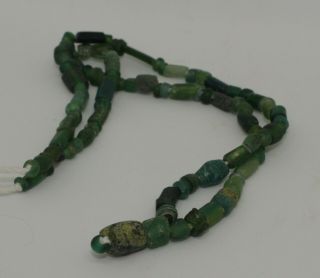 Ancient Roman Green Glass Bead Necklace Circa 2nd Century Ad 023