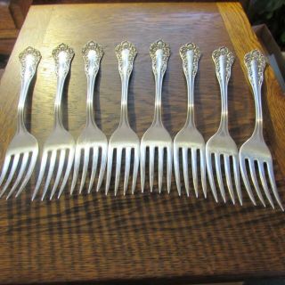 8 Antique International Silver Co.  Diana Sterling Silver Dinner Forks