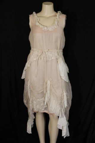 - Magnolia Pearl Antique Silk Organza Dress / Wedding Dress In Champagne