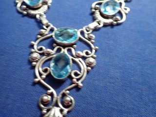 ULTRA RARE BLUE TOPAZ OLD PAWN STERLING SILVER BIG CHUNKY NECKLACE 2