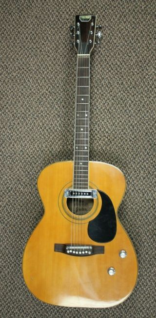 Vintage 1970 ' s Fame Acoustic Electric Guitar - Model 747 w/ Hard Case - Japan 4