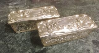 Antique Sterling Silver Cut Glass Dressing Table Trinket Boxes George V