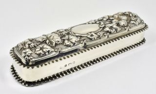 Antique English Edwardian Solid Silver Table Snuff Box (t H Hazlewood & Co 1902)
