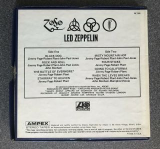 Vintage Atlantic Ampex Led Zeppelin IV Reel to Reel Tape M7208 7.  5 IPS 2