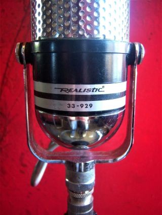 Vintage 1960 ' s Realistic 33 - 929 crystal microphone pill Japanese old RCA w stand 3